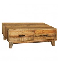 Woodstyle Solid Pine Timber Light Brown 2 Drawers Coffee Table In Rustic Texture